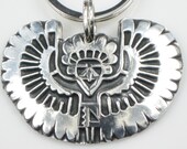 Thunderbird Spirit Hand-Crafted Kiln Fired Sterling Silver Key Ring or Pendant