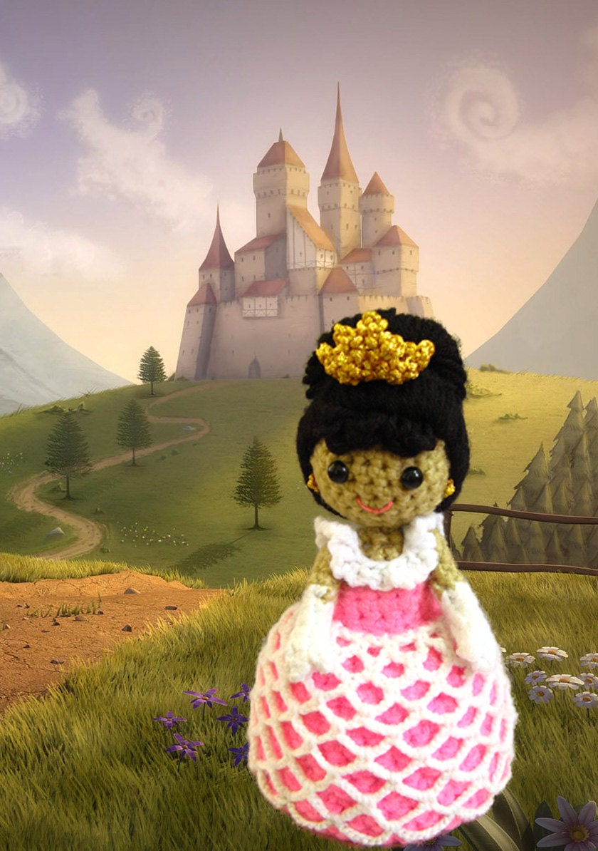 Crochet Amigurumi fairytale Princess pattern PDF childrens softie toy handmade girl doll plush DIY Tutorial
