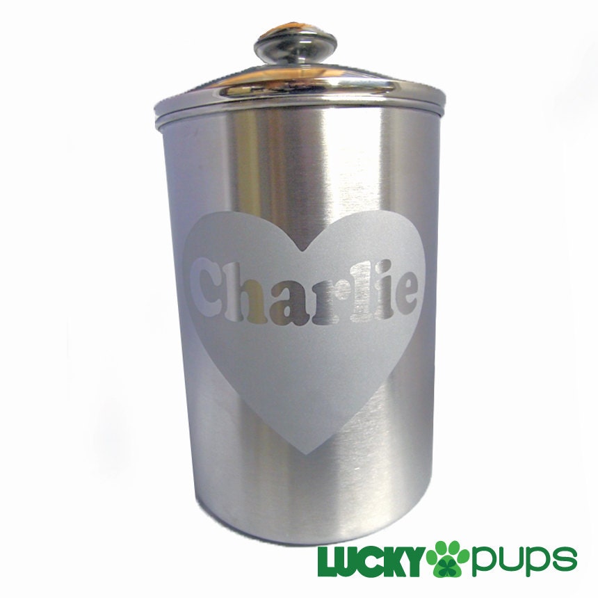 10.5 in - Personalized Dog Treat Jar with Name in Heart
