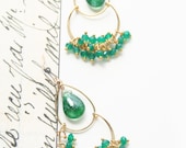 Emerald Chandelier Earrings, Gold Jewelry