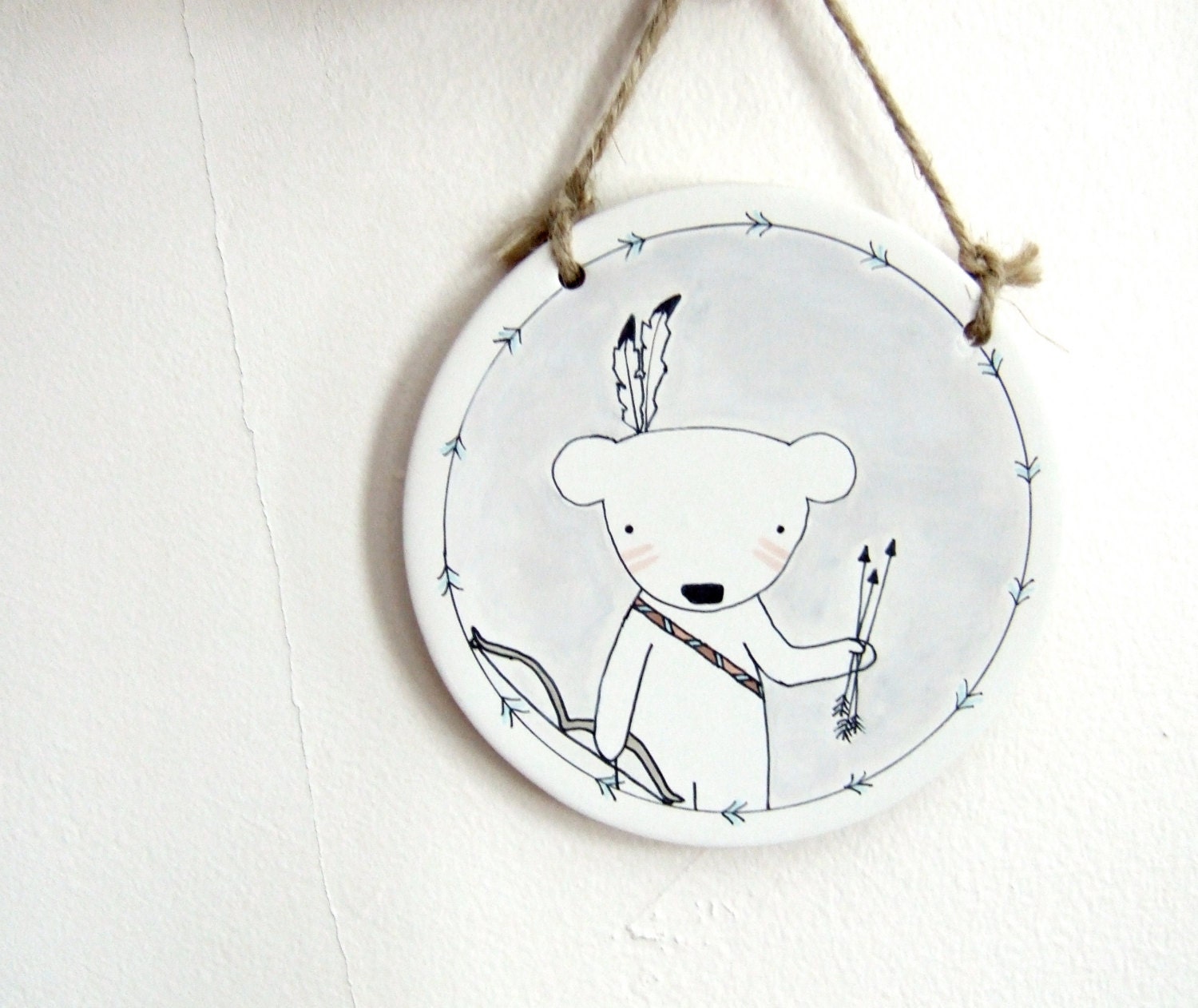 Chief bear cub // hand-painted tribal nursery art