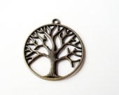 Tree Of Life Brass Round Pendant With Loop 20mm (5) Pieces