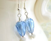 Something Blue Hot Air Balloon Earrings for your Wedding - Crystal blue beads with silver findings - Bridal jewely