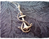 Tiny Rope Anchor Charm Necklace in Sterling Silver on a Delicate 18 Inch Sterling Silver Cable Chain