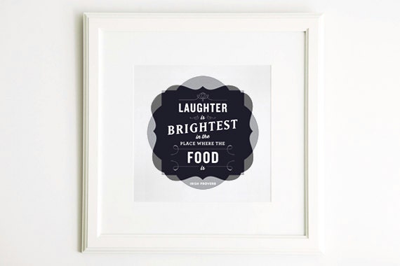 Typographic Poster, Art Print, Food Quotes, 13x13 Kitchen Art, Square Wall Art, Graphic Art Print