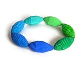 green and blue shades: Necklace with Huge Beads of Corrugated Cardboard