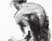 Contemporary Male Figure Drawing  - 11 x 14",  fine art - Drawing 153 - pastel on paper - original drawing