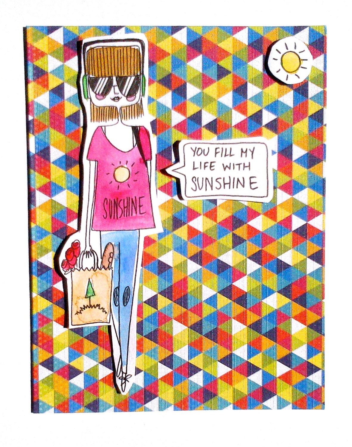 Father's day card, Hand painted OOAK card, Greeting Card, Gift card, Funny card , Boyfriend card, Girlfriend Card, Cute card, Notecard