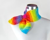 Ascot scarf rainbow knit bow scarf 50s style retro bowtie scarf bright colorful striped scarf