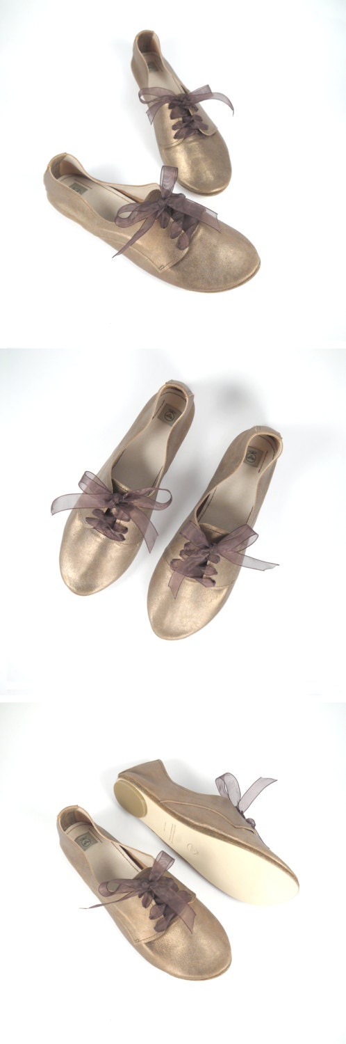 Bronze Leather Oxfords Handmade Shoes