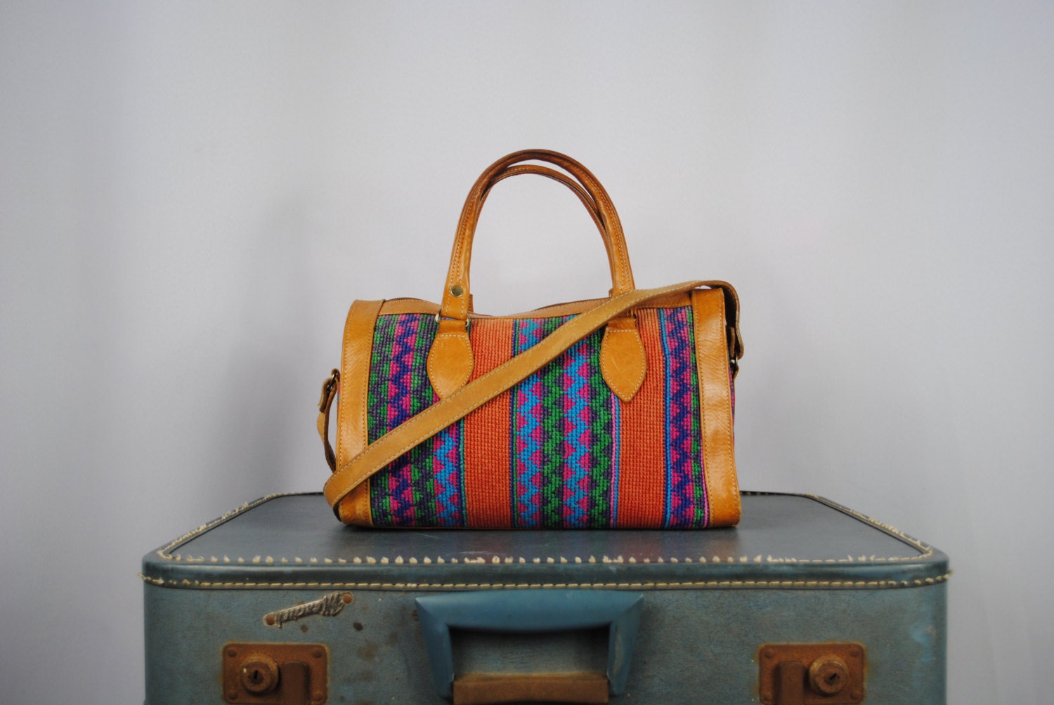 Vintage ETHNIC WOVEN Handbag with SHOULDER Strap