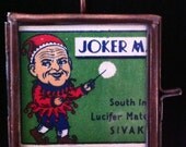 Vintage Ephemera Joker pendant Original Vintage miniature match box label