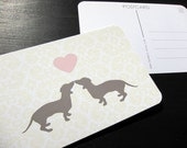 Kissing Dachshunds: Set of 3 Postcards