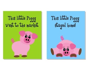 Children Art Print Two 8x10 This Little Piggy Farm Nursery Decor Kids Wall Art