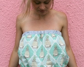 Pineapple Argyle Pattern Tube Top - Crop Top  - Mint Green Baby Blue - Summer Women Clothing