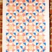 Hand Pulled Quilt Screen Print - Red, Blue, Beige,