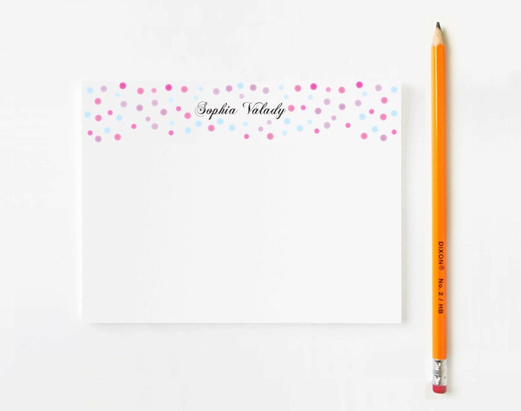 Personalized Stationery Set for Girls // Confetti Stationary Set  // Thank you cards // Girls Stationery // Choose your color
