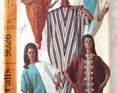 McCalls 9026 Womens 1960s Abba Pattern One Size Caftan Kaftan MOD Vintage Sewing Pattern Easy to Sew
