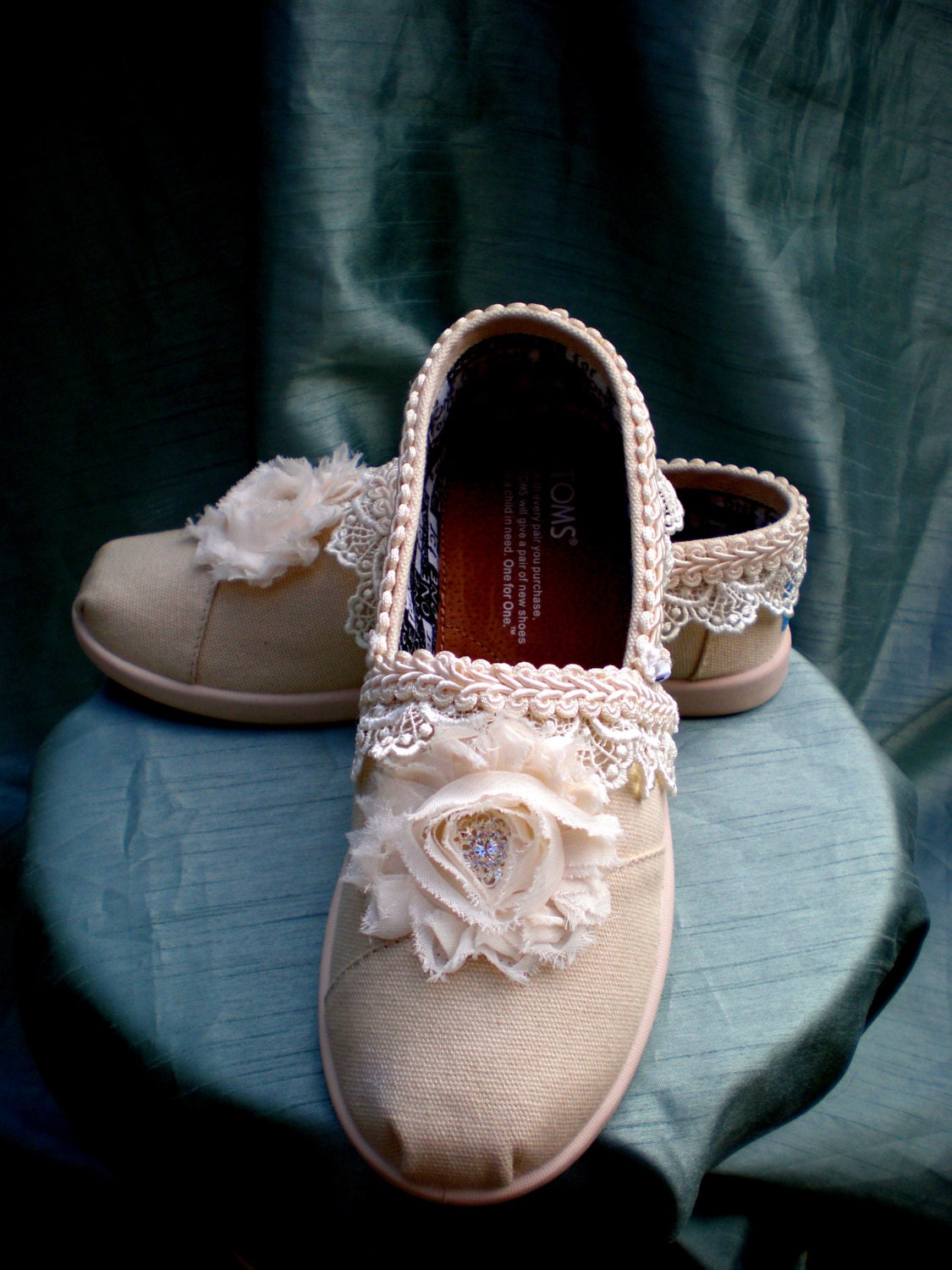Custom Wedding TOMS --  Junior Bridesmaids TOMS Flower design
