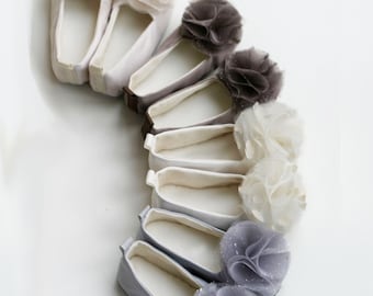 Satin Flower Girl Shoes - Neutral Colors - Easter Shoes - Couture Ballet Slipper - Satin and Tulle - 13 colors - Baby Souls Baby Shoes