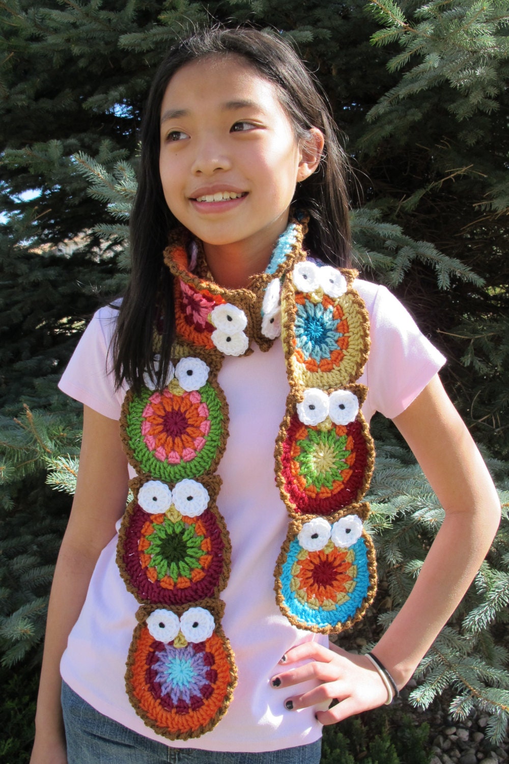 Crochet Pattern - B HOO UR Scarf - a colorful owl scarf - Instant PDF Download