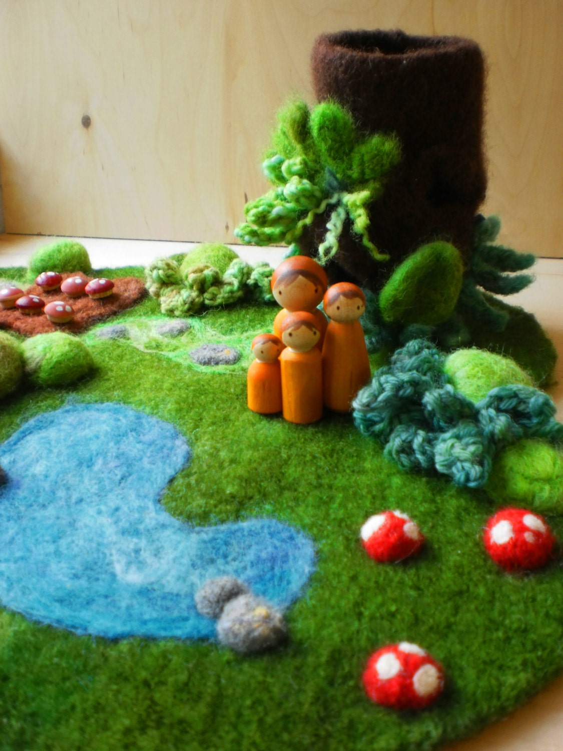 Waldorf  Inpired Natural Toy- Custom  Large Wool Playmat/Playscape