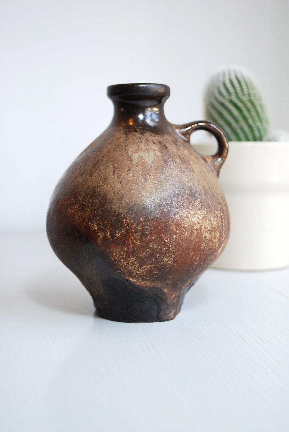 SALE Vintage West German Brown Studio Pottery Jug Vase