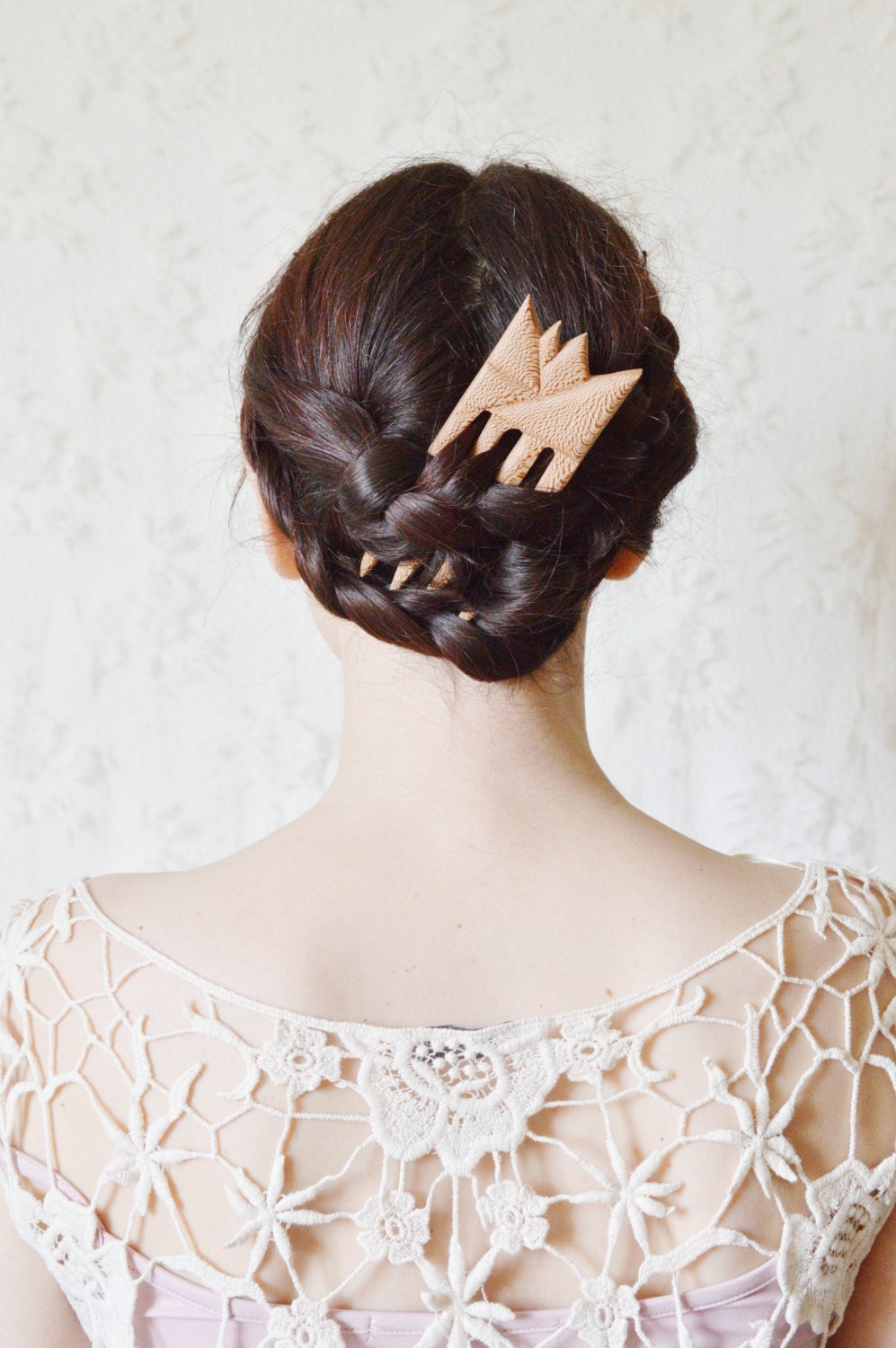 Aztec safari-triangle geometric boho wood hair comb