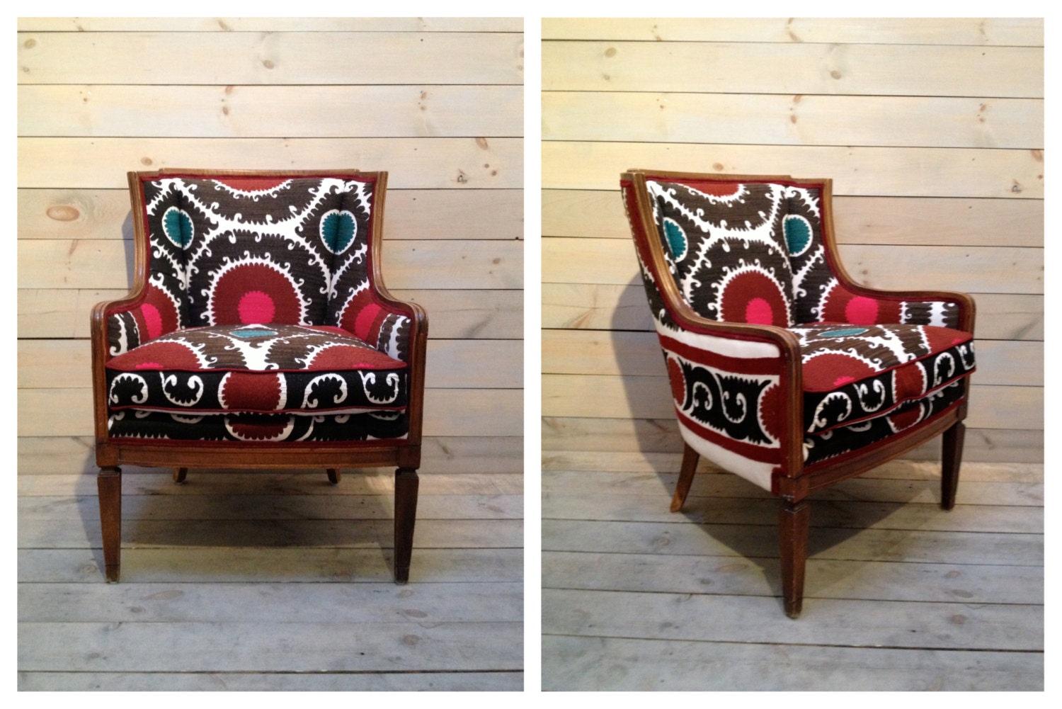 Vintage Suzani-upholstered comfy club chair