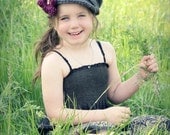 Childrens Hat, Crochet Newsboy Hat with Flowers, Spring Accessories