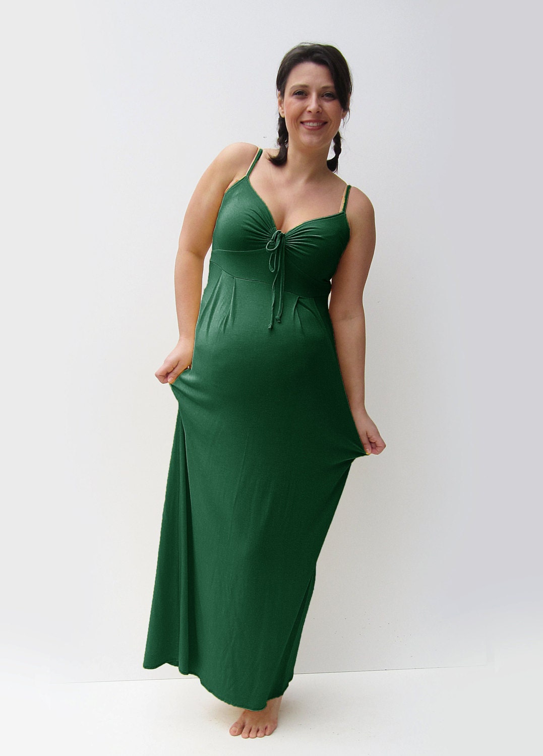 Maternity Maxi Dress, Green Maternity Dress, Maternity Summer, Expecting a Baby, Women Clothing, Maxi Dress