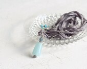 Blue Chalcedony Necklace - Silk Necklace / Blue Chalcedony Pendant on Silk / Gray Blue Necklace / Soft, Sensual, Textured, Bohemian Jewelry