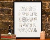 Animal Alphabet Print ABC animal poster