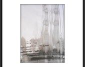 Original Contemporary Black and White Abstract Ink Wash Painting 11.7x16.5 " The Sky of Farewell 055"
