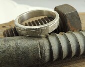 Mens Wedding Band, Recycled Stering Silver, Textured Wedding Ring, Eco Friendly, Sustainable, Handmade Wedding Ring,Sterling Silver Ring
