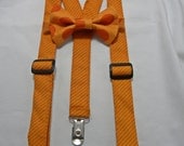 ON SALE - Orange Lil Boy Suspenders and Bow Tie Set - Sizes from newborn to 10 years - Two Styles to Choose From