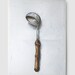 Original mixed media art drawing- Ladle-pastel oil, pencil, ink color, kitchen utensil, modern, kitchen, cutlery, white, brown, yellow, grey