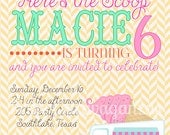 Set of 24 Ice Cream Birthday Party Invitations