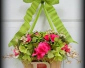 Monogram Hanging Door Basket - Mothers Day Gift - Spring Wreath - Spring Basket - Mothers Day Wreath - Everyday Wreath