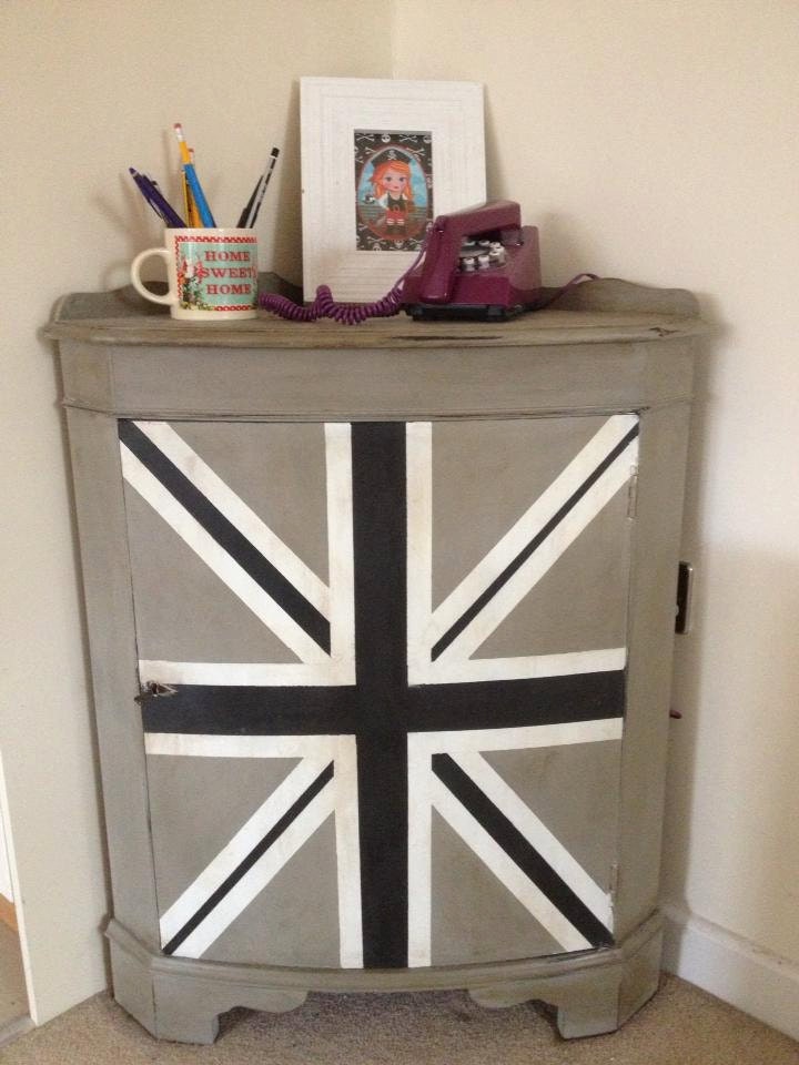 Vintage Union Jack Corner Cupboard Annie Sloan Chalk paint