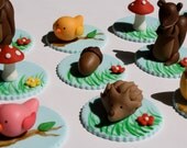 Fondant Woodland Animals Cupcake Topper Set