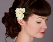 Garden Party Wedding Flower Headband - Ivory Flowers with Gold Centers - Bohemian Floral Crown Bridal Head (Hair) Piece
