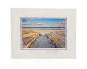 Matted Fine Art Photo Print Beach Boardwalk Footbridge Ogunquit Maine Afternoon Golden Light Summer Spring Home Decor Wall Art