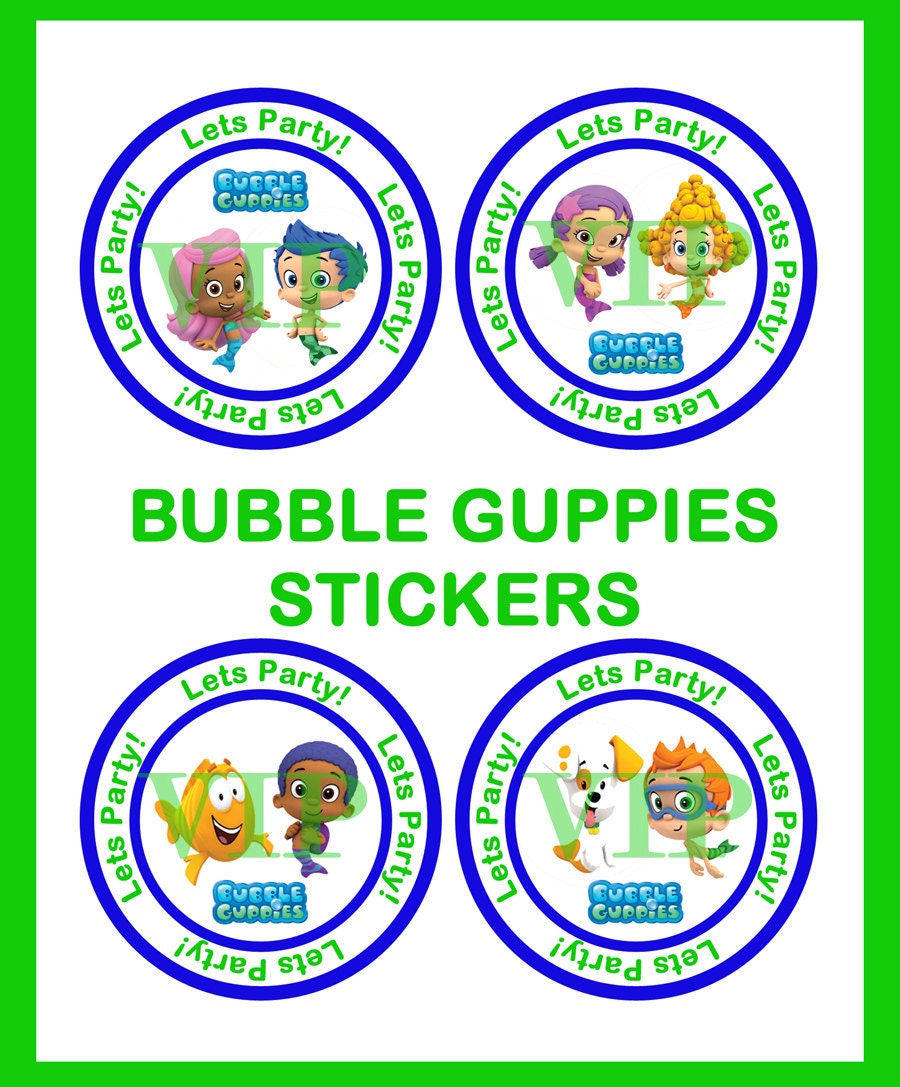Bubble Guppies Sticker Set - Labels - Invitations and Party Printables - Personalized Il_570xn