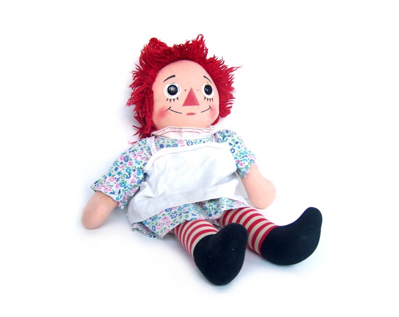 Vintage Raggedy Ann Doll 1960's Kid Girl Children's Rag Toy Cloth Doll Plush Figurine