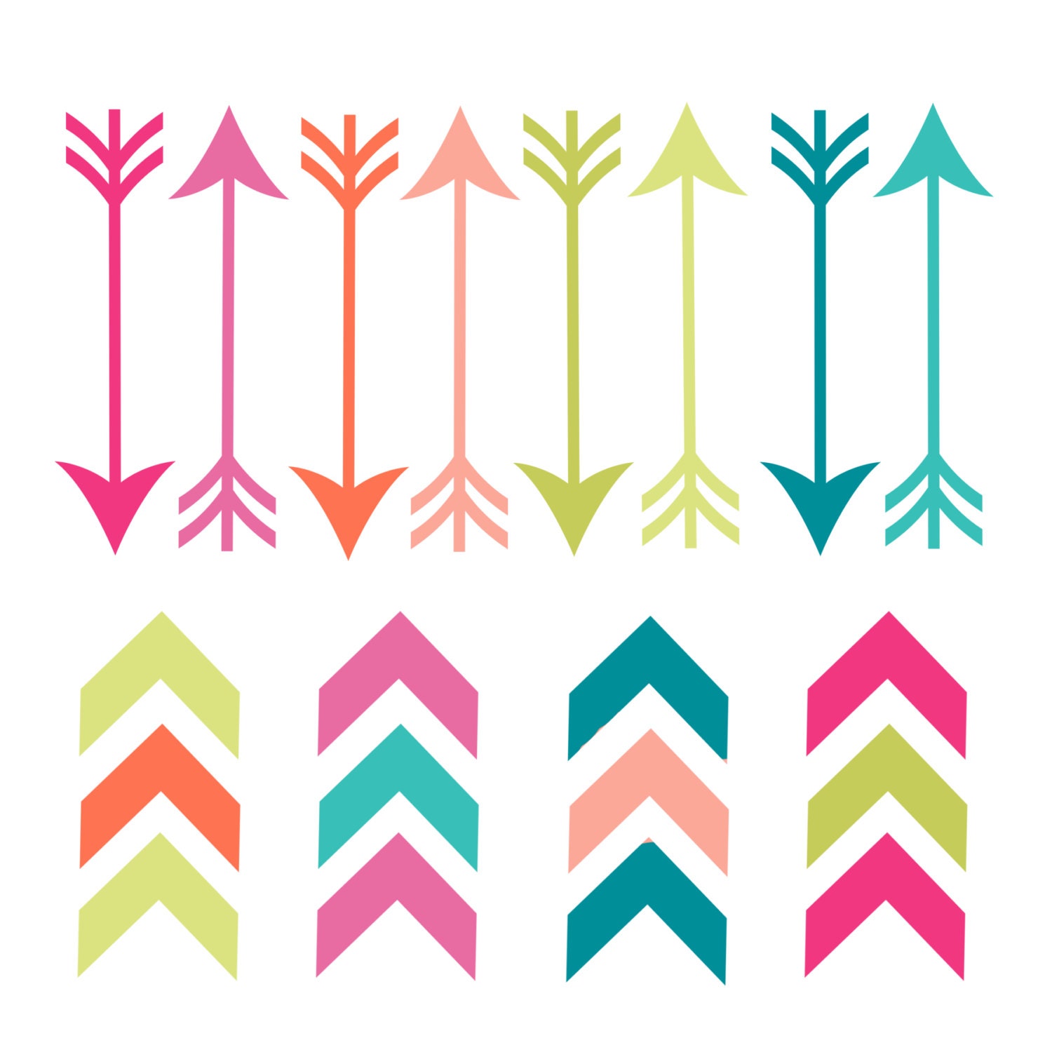 INSTANT DOWNLOAD // Digital Clip Art // Navaho, Native American Arrows // Bright Arrows // Commercial and Personal Use Il_170x135