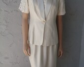 80s Dress Suit Skirt and Jacket  in Cream /R&M Richards by Karen Kwong / Vintage Clothing by Feisty Farmers Wife