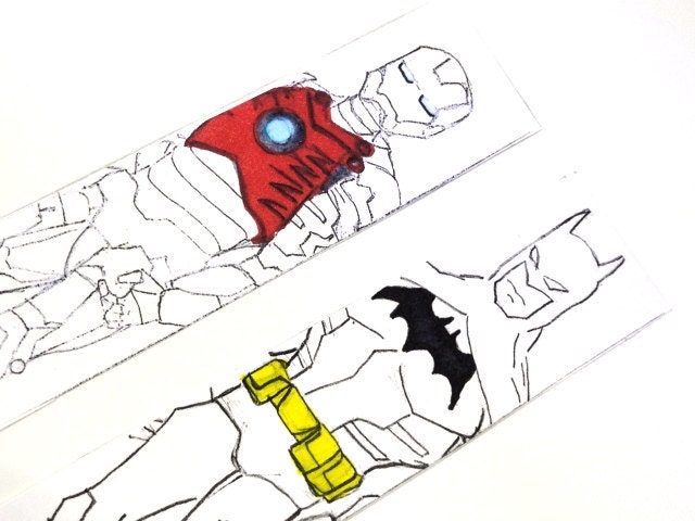 You Choose: Batman or Iron Man Personalized Bookmarks Laminated inspired by DC Comics and Marvel Comics