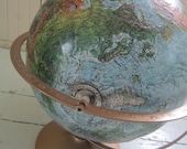 1980's, Vintage,  World Globe, 12" Replogle, Land and Sea, Topographic Relief Map, Double Axis