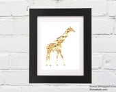 Giraffe, Watercolour Archival Print, 8x10, Digital illustration, Kids wall art, Nursery Baby Print uk